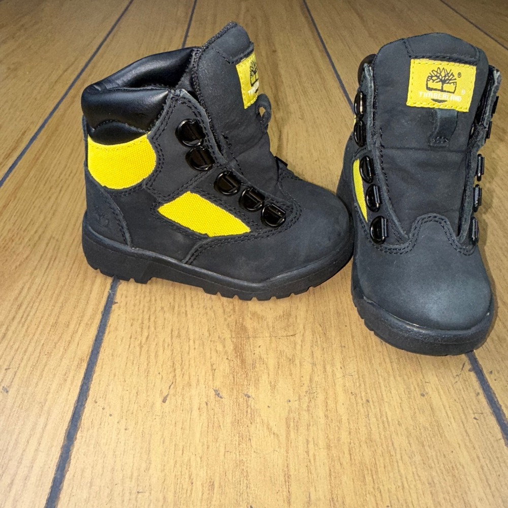 Timberland Kids Toddler Boots Black Yellow Ankle Boots Size 6 ReBOTL